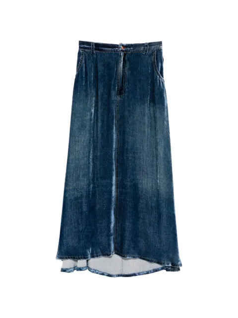 Pierre-Louis Mascia Kandox velvet-effect panelled midi skirt Blue KANDOXGO12966