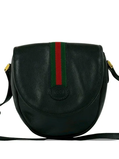 Gucci Pre-Owned 20th Century Calfskin Web crossbody bag Black UUQYGFEPLTG4KSR6