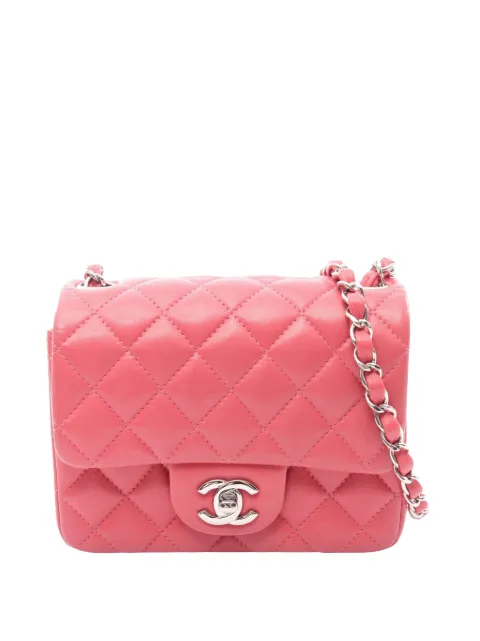 CHANEL Pre-Owned 2019 Mini Square Classic Lambskin Single Flap crossbody bag Pink NPH48RON2BNBE5CX