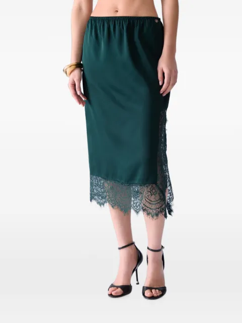 LIU JO satin midi skirt with Valenciennes lace Green PF6055T522A