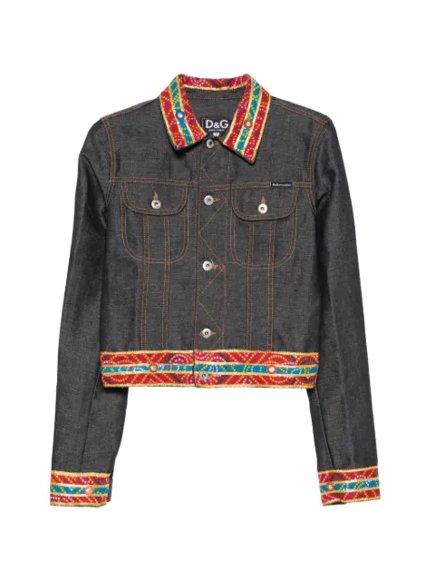 Dolce & Gabbana Pre-Owned 2000s embroidered denim jacket Blue DG450BXG