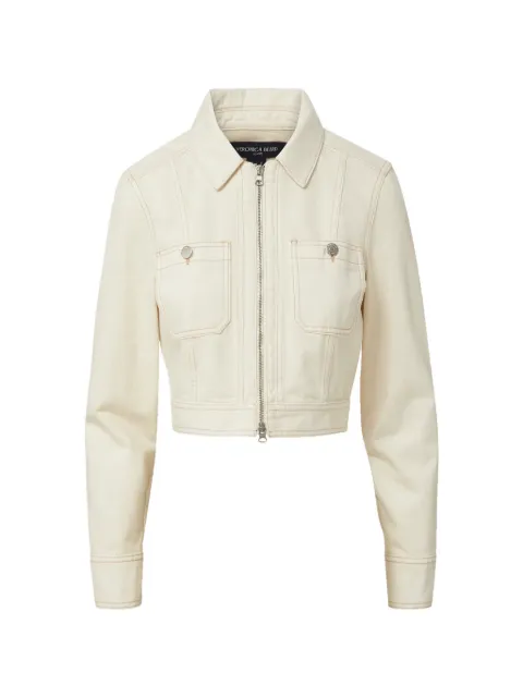 Veronica Beard Patty zip-up cotton cropped jacket Neutrals J2606D140056EC