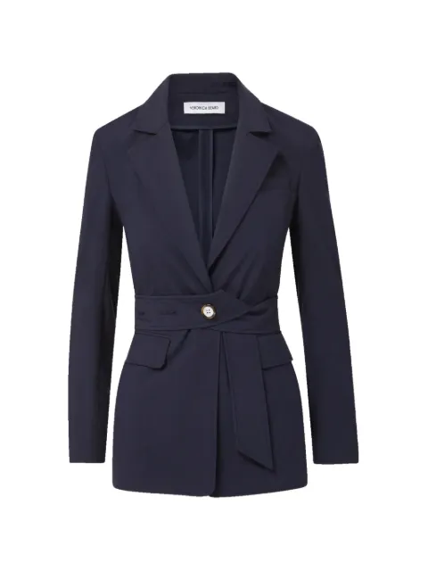 Veronica Beard Howard single-breasted belted cotton blazer Blue 2606SU03611908