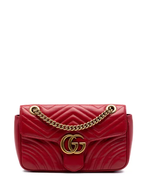 Gucci Pre-Owned 2016-2026 Medium GG Marmont Matelasse Calfskin shoulder bag Red XTJH1BFZ66PN76X2