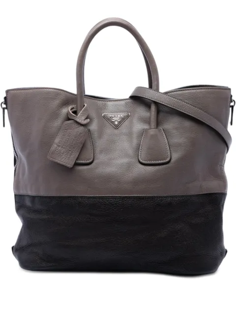 Prada Pre-Owned 2013-2026 Bicolor Cervo Deerskin Side Zip Convertible Tote satchel Grey O9XDFYT7Z68AUXFR