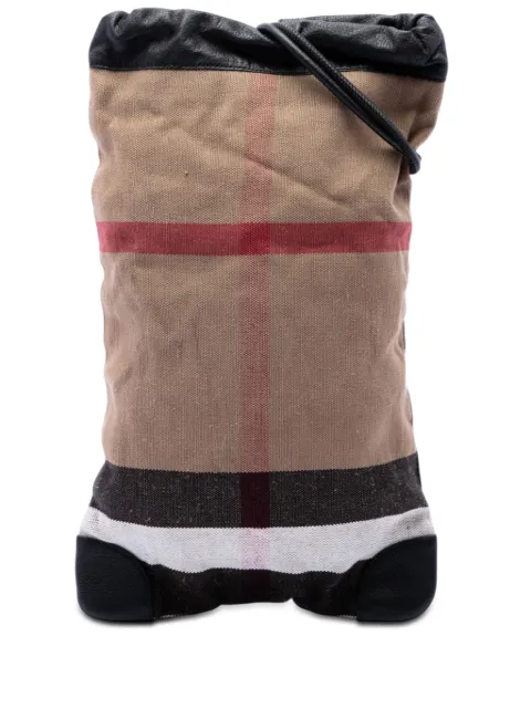 Burberry Pre-Owned 2000-2017 Mega Check Canvas Drawstring backpack Brown GW0HVRWDSV1JO4PA