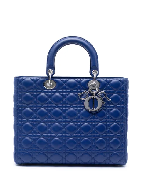 Christian Dior Pre-Owned 2013 Large Lambskin Cannage Lady Dior satchel Blue CRA9TGOM99XOLYLV