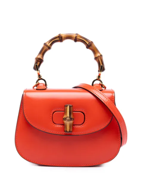 Gucci Pre-Owned 2016-2026 Mini Calfskin 1947 Bamboo Top Handle Bag satchel Orange 1V7ANU2VAEMATCEV