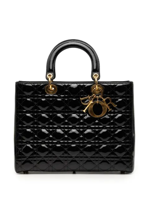 Christian Dior Pre-Owned 2010 Large Patent Cannage Lady Dior satchel Black D07UC6JW76518RQ6