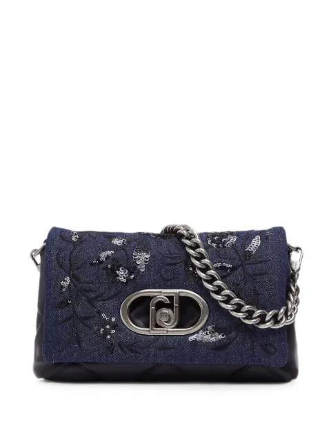 LIU JO medium LaPuffy bag in embroidered denim Black AF6148D507700770