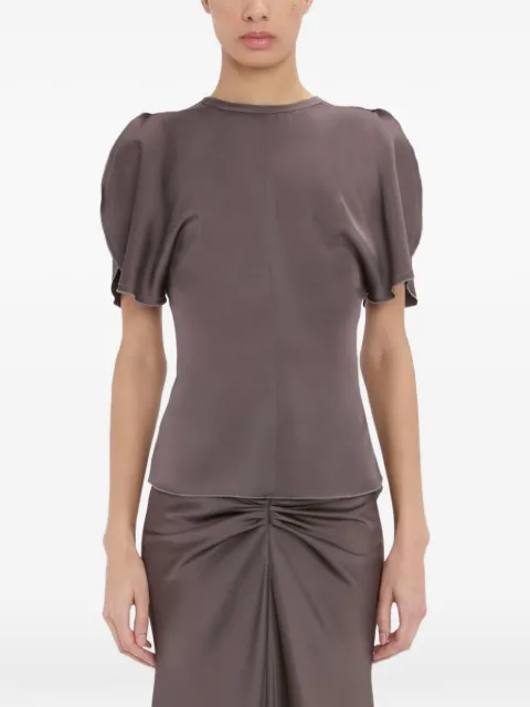 Victoria Beckham Bela flutter-sleeve top Brown 1126WTP006579A