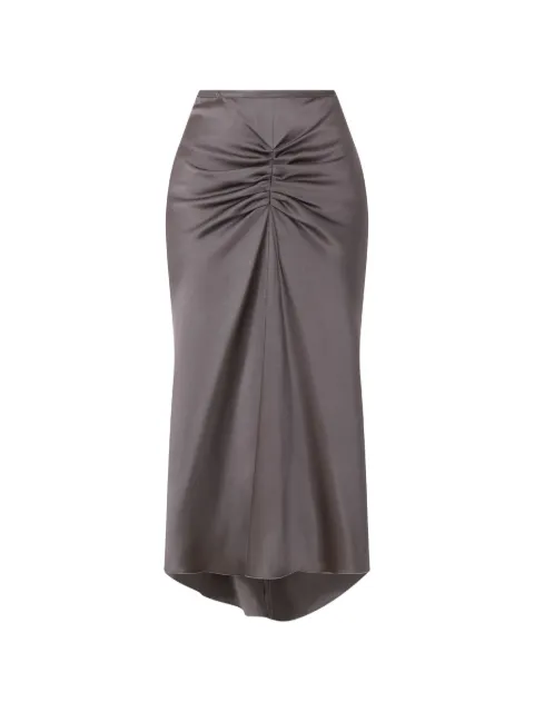 Victoria Beckham Bela ruched satin midi skirt Grey 1126WSK006985A