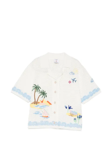 Casablanca crochet-knit embroidered shirt White WPF26KW143601