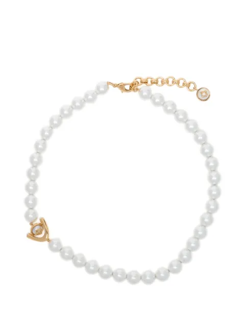Casablanca pearl-embellished logo-pendant necklace Gold APF26JW41201