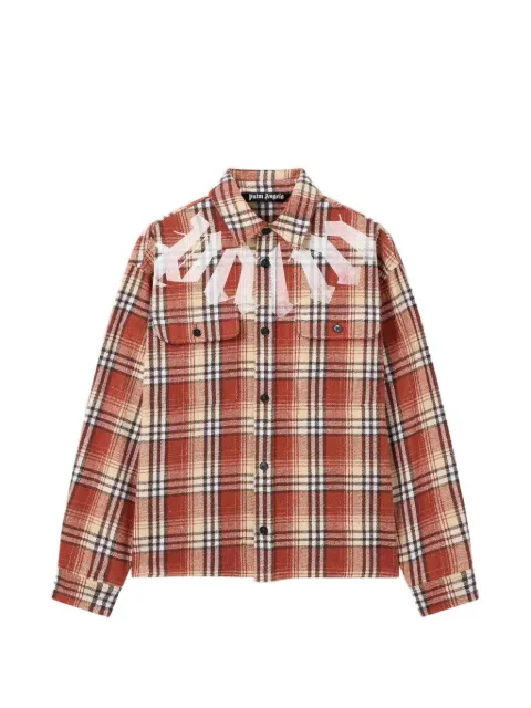 Palm Angels check-print logo-print shirt jacket Red PAMES02F26FB012003