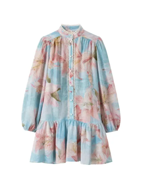 NEMA floral-print ruffled mini dress Blue 15107N238