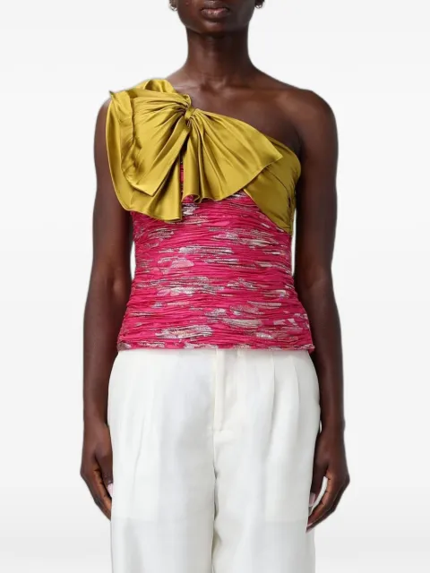 Valentino Garavani one-shoulder bow-detail top Pink BAEBJ0A1B