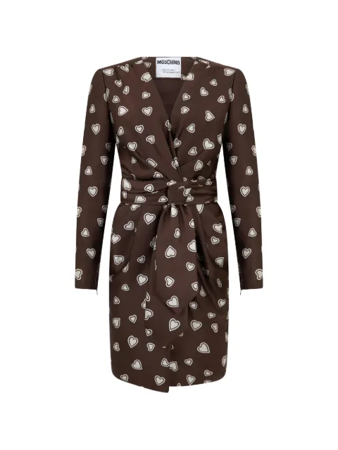 Moschino heart-print double-breasted mini dress Brown A04245548