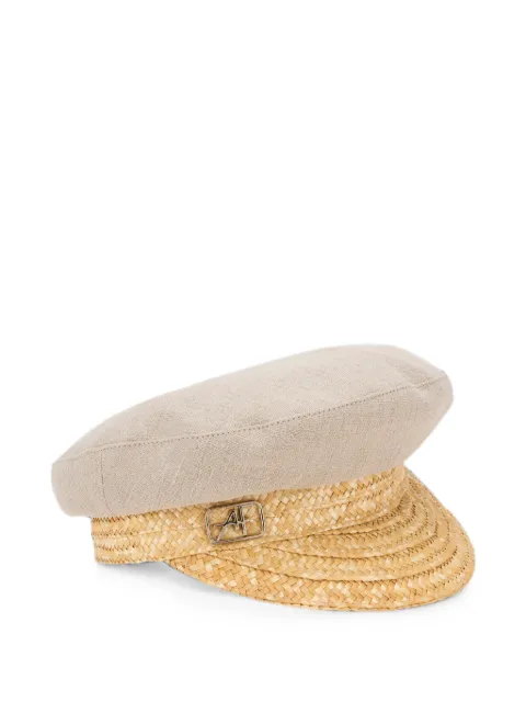 Alberta Ferretti woven-trim hat Neutrals A36060123