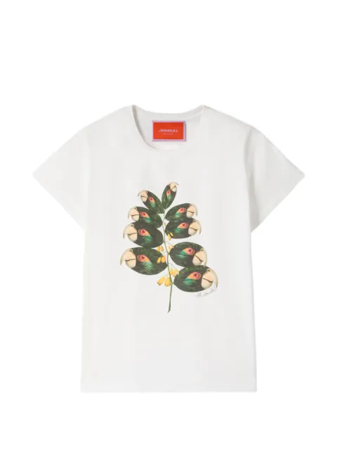 La DoubleJ parrotstem ecru in cotton jersey High T-shirt White TSH0069JER079PAS02BR05