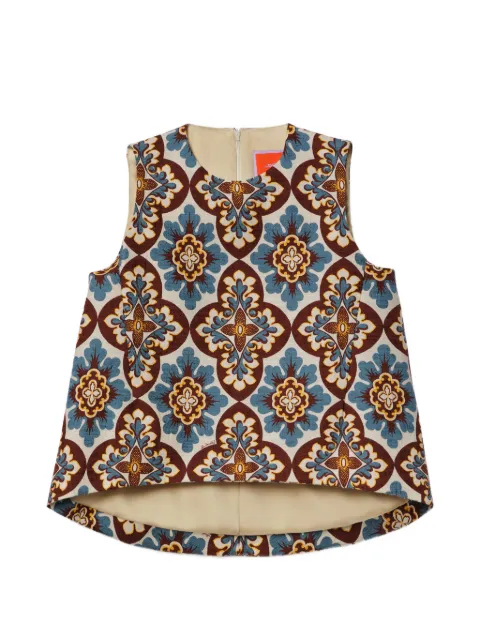 La DoubleJ Palazzo chocolate in rustic cotton La Scala top Neutrals TOP0016COT005PAL10BR07