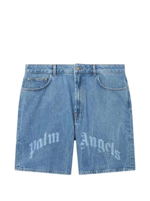 Palm Angels logo-print denim shorts Blue PAMYC01F26DN014040