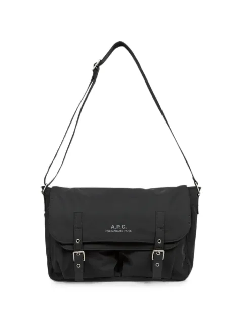 A.P.C. buckle-fastening logo-print messenger bag Black PSANLH67007LZZ