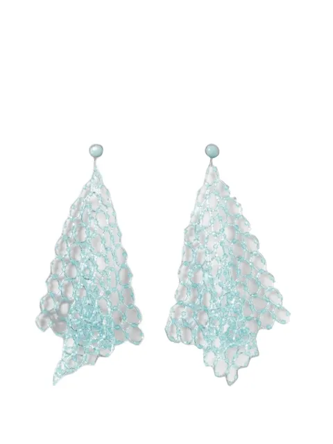 Emporio Armani beaded mesh earrings Blue EW005358AF28594U9275