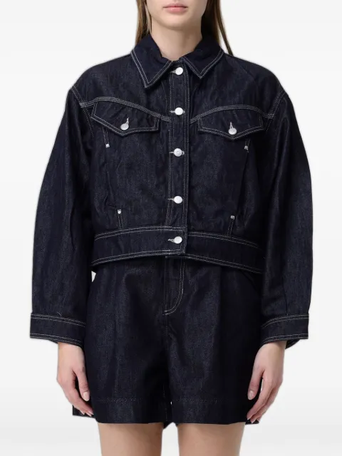 BOSS contrast-stitch cropped denim jacket Blue 50552464