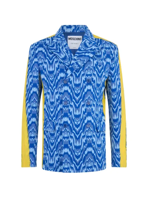 Moschino double-breasted chevron-print blazer Blue A25052047