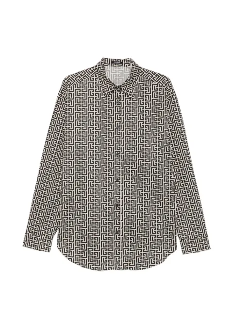 Balmain monogram-print button-down shirt Black HH1HS590CE27
