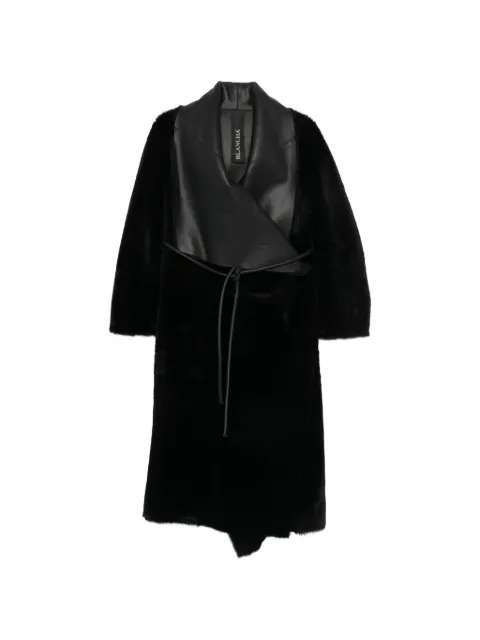 Blancha leather-panelled shearling coat Black 26116300