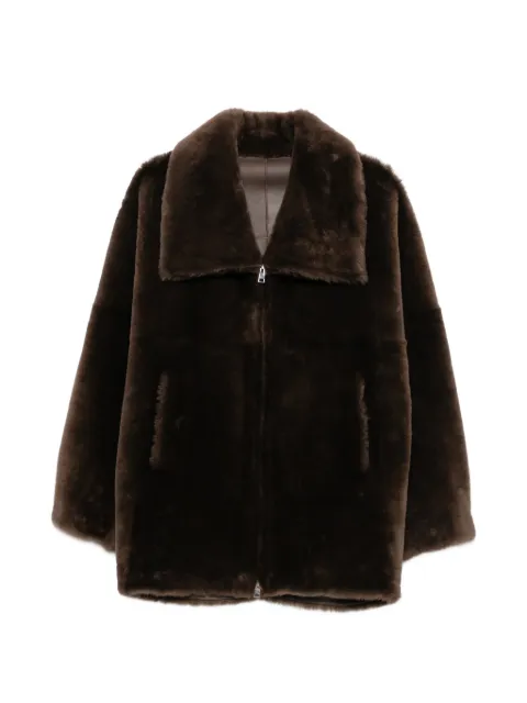 Blancha zip-fastening long-sleeve jacket Brown 26100302