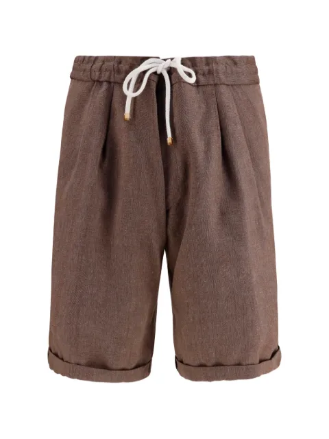 Brunello Cucinelli chevron-pattern pleated shorts Brown MZ408U0020C009