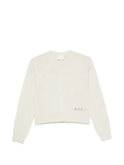 A.P.C. logo-embroidered ribbed-trim cardigan Neutrals WOASWF22352