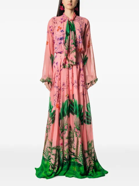 MIAU by Clara Rotescu floral-print pussy-bow maxi dress Pink TULUM
