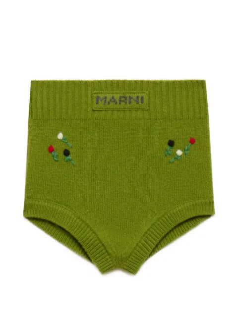 Marni green wool-cashmere briefs with flower embroidery Green SLMD0013S0UFZ415