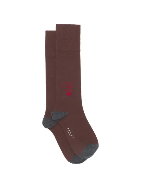 Marni deep brown wool-cashmere socks with heraldic logo Brown SKMC0224Q0UFZ416
