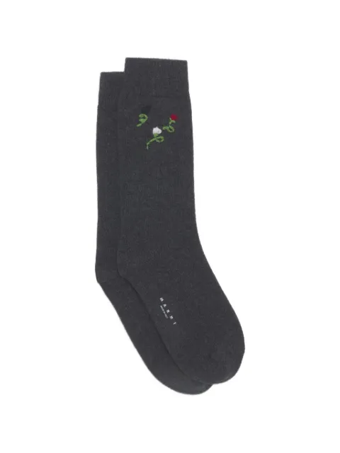 Marni grey wool-cashmere socks with flower embroidery Grey SKMC0226S0UFZ418