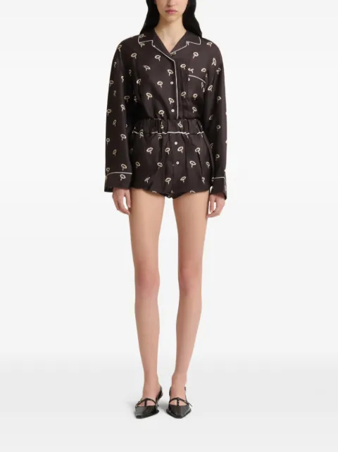 Marni brown silk twill bloomers with floral print Brown PAMA0648J0UTSG51