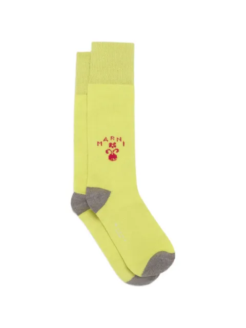 Marni logo-embroidered rib-knitted socks Yellow SKZC0154Q0UFZ416