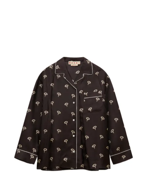 Marni brown silk twill pajama shirt with floral print Brown CAMA0694J0UTSG51