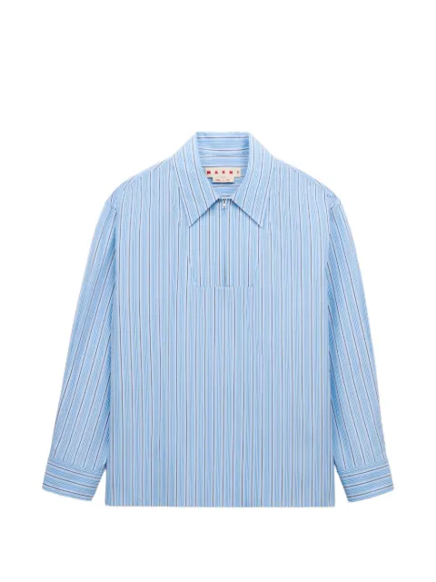 Marni light blue striped poplin shirt with zipper bib Blue CUMU0389J0UTC644