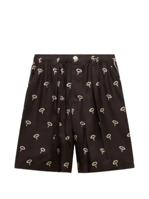 Marni brown silk twill pajama shorts with floral print Brown PUMU0350J0UTSG51