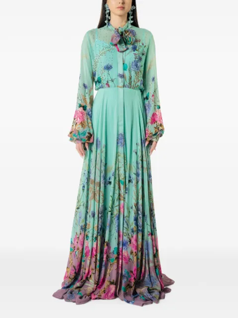 MIAU by Clara Rotescu floral-print pussy-bow maxi dress Blue ELOWEN