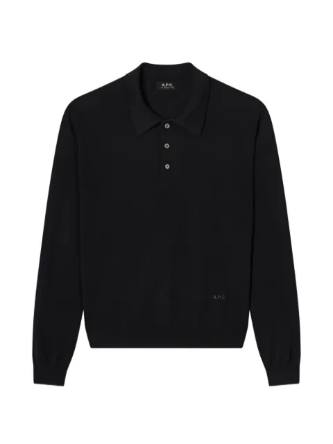 A.P.C. logo-embroidered long-sleeve polo shirt Black WVAWMH23482LZZ