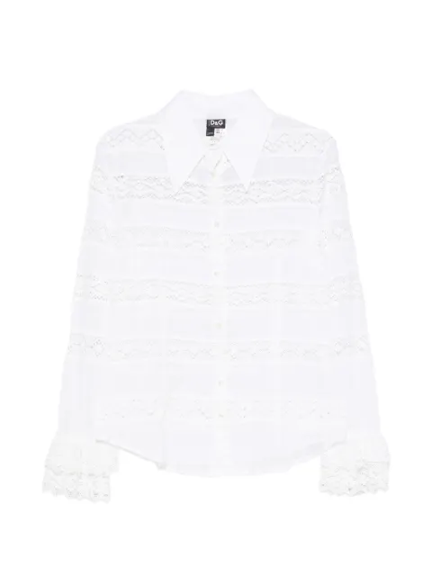 Dolce & Gabbana Pre-Owned 2000s lace-trim long-sleeve shirt White DG250BVR