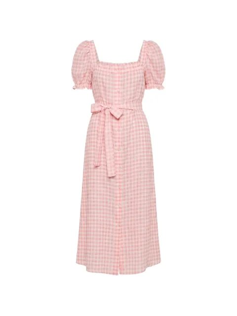 Sleeper Brigitte gingham-check linen maxi dress Pink BRDR01G019B