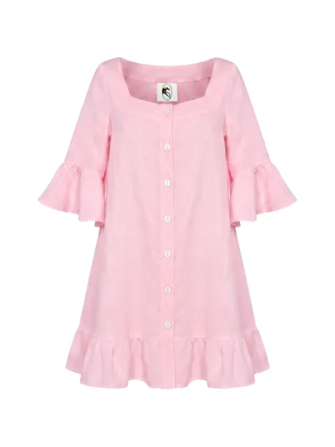 Sleeper Marseille ruffled linen short dress Pink MRDR01P006HD