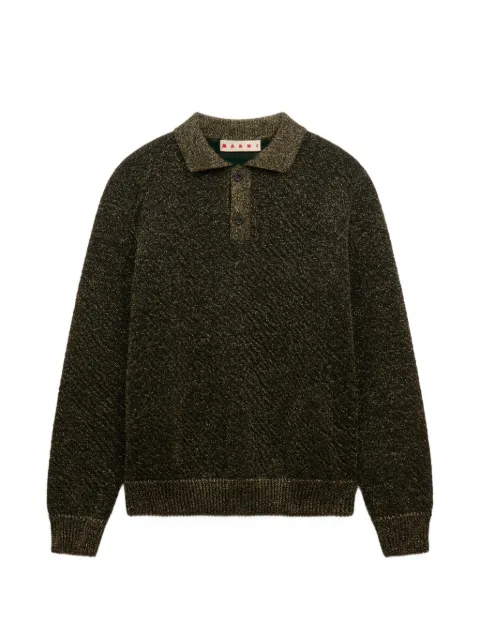 Marni black wool polo sweater with lurex detailing Black POMG0094Q0UFH556